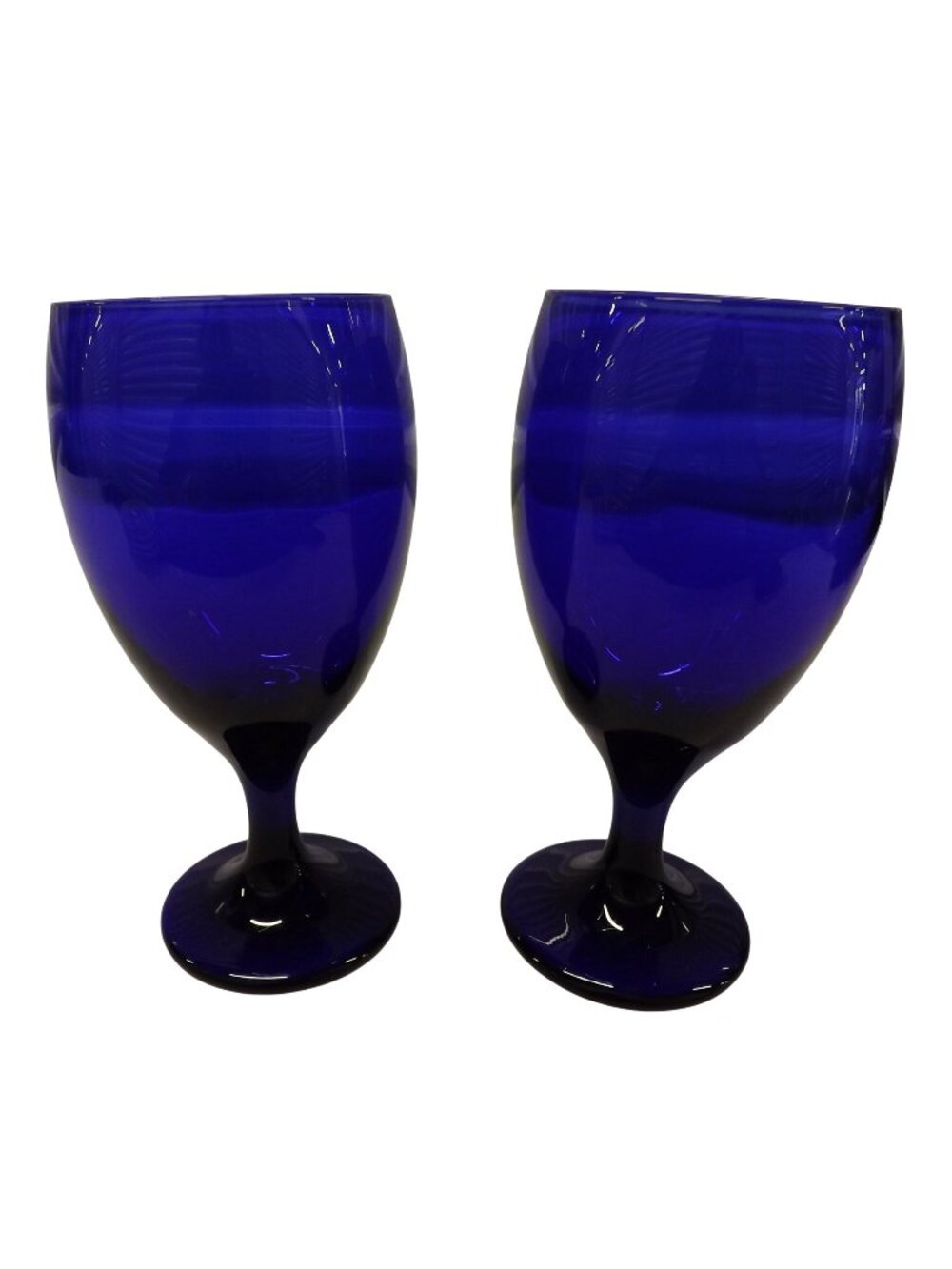 Libbey Premiere Cobalt Blue Teardrop Stem Goblet Glasses Water Iced Tea Set Of 2